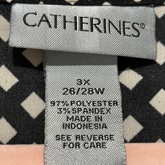 Catherines Womens Button Up Blouse Size 3X Black Geometric Artsy Eclectic Office - Picture 6 of 7